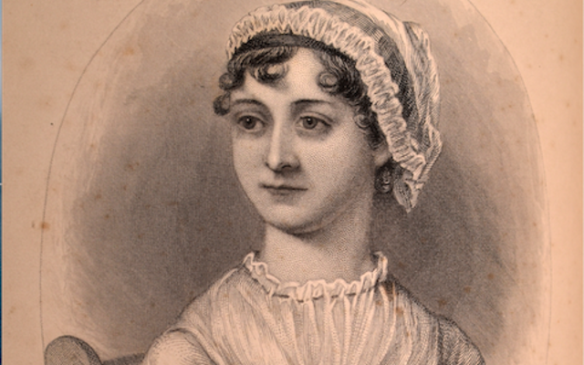 Portrait of Jane Austen in a contemporary print taken from a book frontispiece 
