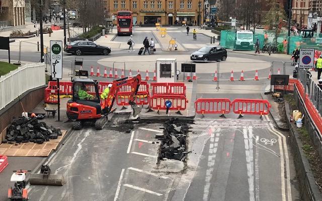 Hole in the road by Frideswide Square