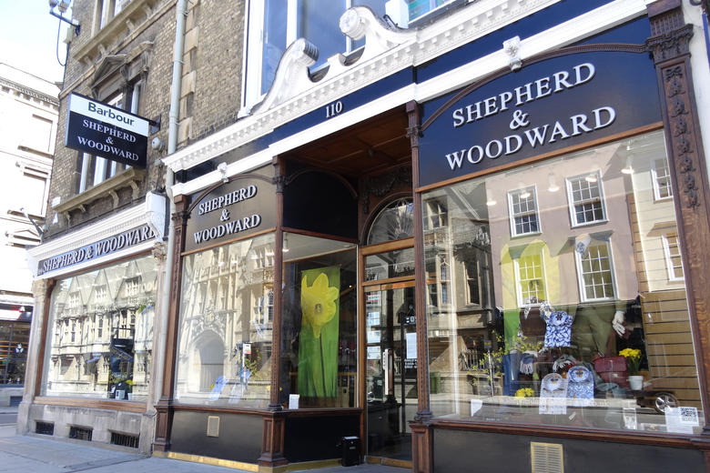 The exterior of the Shepherd and Woodward shop on Oxford's High Street