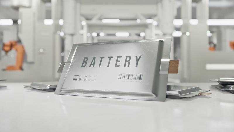 A 3-D render of a battery