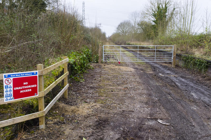 East West Rail railway line at Verney Junction, Buckinghamshire - stock photo Winslow, UK - February 22, 2020. Verney Junction, construction site on the route of new railway line East West Rail between Oxford and Bedford