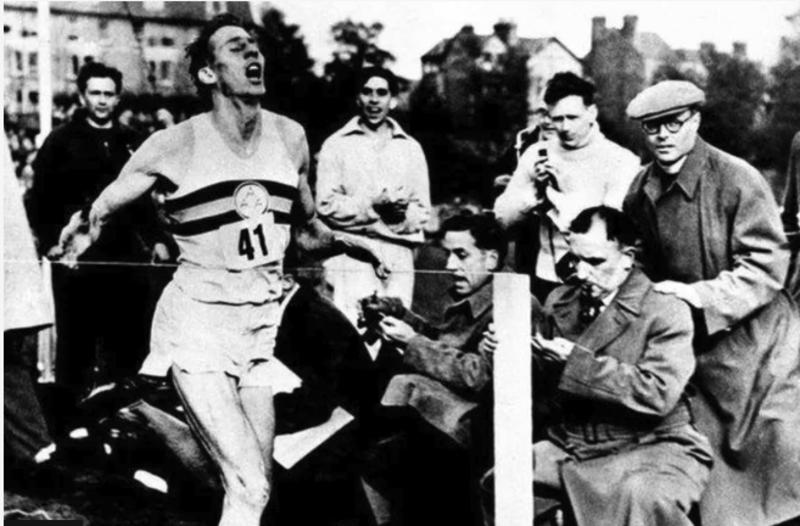 Roger Bannister completing the 4 minute mile