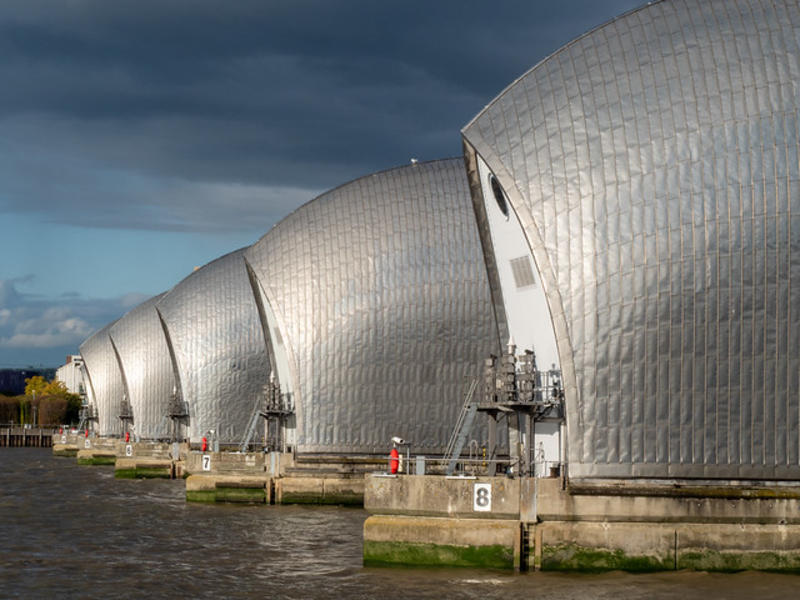 Close up photograph of the Thames Barrier