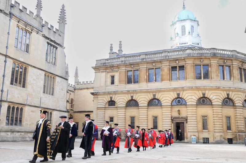 The Special Degree ceremony procession against the backdrop of the Sheldonian Theatre on 24 February 2026