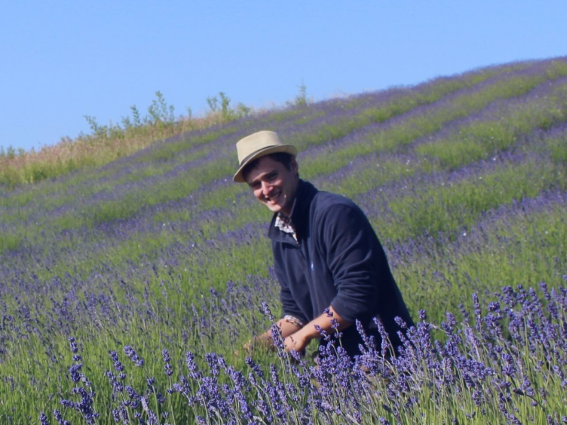 Rory Irwin in lavender field